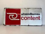 Oud emaille reclame bord Content, Ophalen