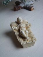 Oud gipsen kindje in de kribbe kerstbeeldje kerststal, Diversen, Kerst, Ophalen of Verzenden, Gebruikt