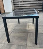 (Tuin) tafel met glas (145x80x75 cm), Ophalen, Gebruikt, Rechthoekig, Metaal