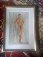 Aquarel mannelijk naakt, Antiek en Kunst, Kunst | Tekeningen en Foto's, Ophalen