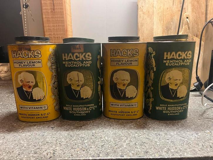 Vintage Hacks Snoepblikken - Set van 4, Verzamelen, Blikken, Gebruikt, Overige, Overige merken, Ophalen of Verzenden