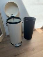 Te koop metalen prullenbak 30 liter, crème kleur, Ophalen, Gebruikt, Metaal, 50 tot 75 cm