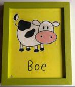 Inepien canvas in houten lijst afbeelding koe BOE 34 x 28 c, Ophalen of Verzenden, Zo goed als nieuw, Wanddecoratie