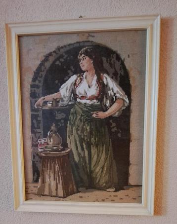 Borduurgobelin, zigeunermeisje beschikbaar voor biedingen