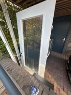 Witte deur met met draadglas, Doe-het-zelf en Verbouw, Ophalen, Gebruikt, 80 tot 100 cm, 200 tot 215 cm