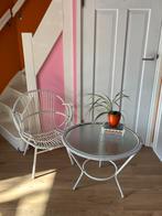 Vintage manou rotan bistro set wit, Rond, Zo goed als nieuw, Hout, Ophalen