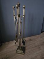 Koperen haardset, 60 cm hoog en 11 cm breed., Ophalen of Verzenden, Vrijstaande haard, Houthaard