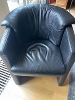Rolf Benz Club Fauteuils (2) zwart leer, model 390, Ophalen, Gebruikt, 50 tot 75 cm, Leer