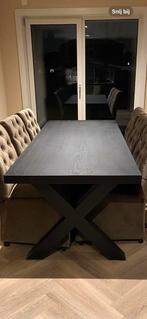 Zwarte eettafel van echt hout, Huis en Inrichting, Ophalen, 200 cm of meer, 50 tot 100 cm, Zo goed als nieuw