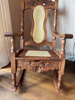 Antieke vintage houten Cubaanse schommelstoel rotan, Antiek en Kunst, Ophalen