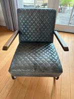 Blauwe leren fauteuil, Ophalen, Gebruikt, 50 tot 75 cm, Leer