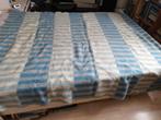 grote geblokte wollen deken blauw grijs wit Aabe 228-178cm, Blauw, Tweepersoons, Ophalen of Verzenden, Deken of Dekbed