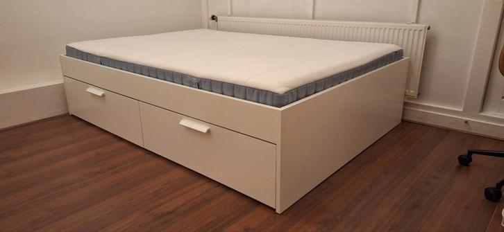Ikea Brimnes Twijfelaar 140x200 met Vesteroy matras, Huis en Inrichting, Slaapkamer | Bedden, Zo goed als nieuw, Twijfelaar, 140 cm