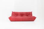 Originele rood leren Togo 3 zits sofa Ligne Roset, 100 tot 125 cm, 150 tot 200 cm, Gebruikt, Leer