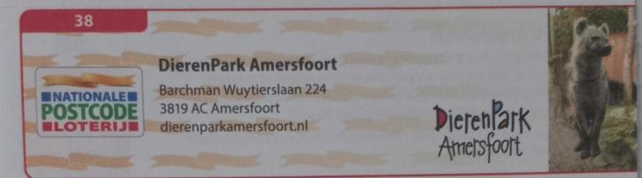 Postcodeloterij bon 38 Dierenpark Amersfoort, Tickets en Kaartjes, Kortingen en Cadeaubonnen, Drie personen of meer, Overige typen