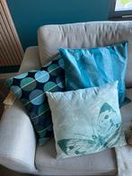 Kussens voor interieur 3 stuks  blauw turquoise, Ophalen of Verzenden, Zo goed als nieuw, Blauw, Vierkant