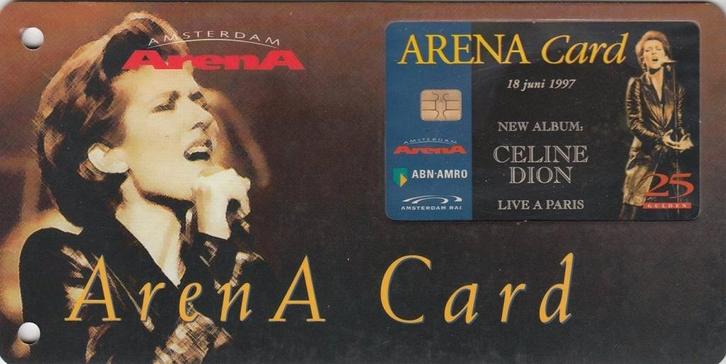 ArenA kaart A010 Celine Dion ongebruikt op speciale kaart, Verzamelen, Telefoonkaarten, Nederland, Ophalen of Verzenden