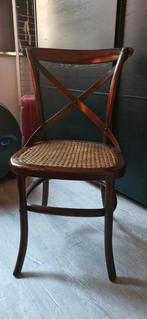 Houten stoel met rieten zitting, Ophalen, Riet of Rotan, Gebruikt, Bruin