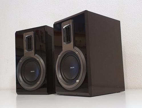 Stereo Boekenplank Luidsprekers - Philips MCD716 (50W), Audio, Tv en Foto, Luidsprekers, Gebruikt, Front, Rear of Stereo speakers