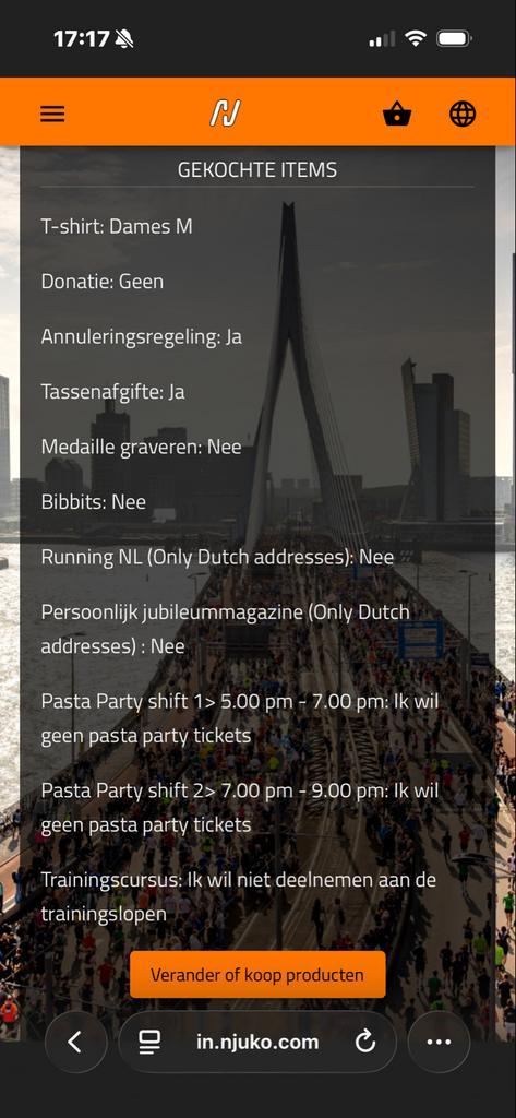 Startbewijs Marathon van Rotterdam, Tickets en Kaartjes, Sport | Overige, Eén persoon, April