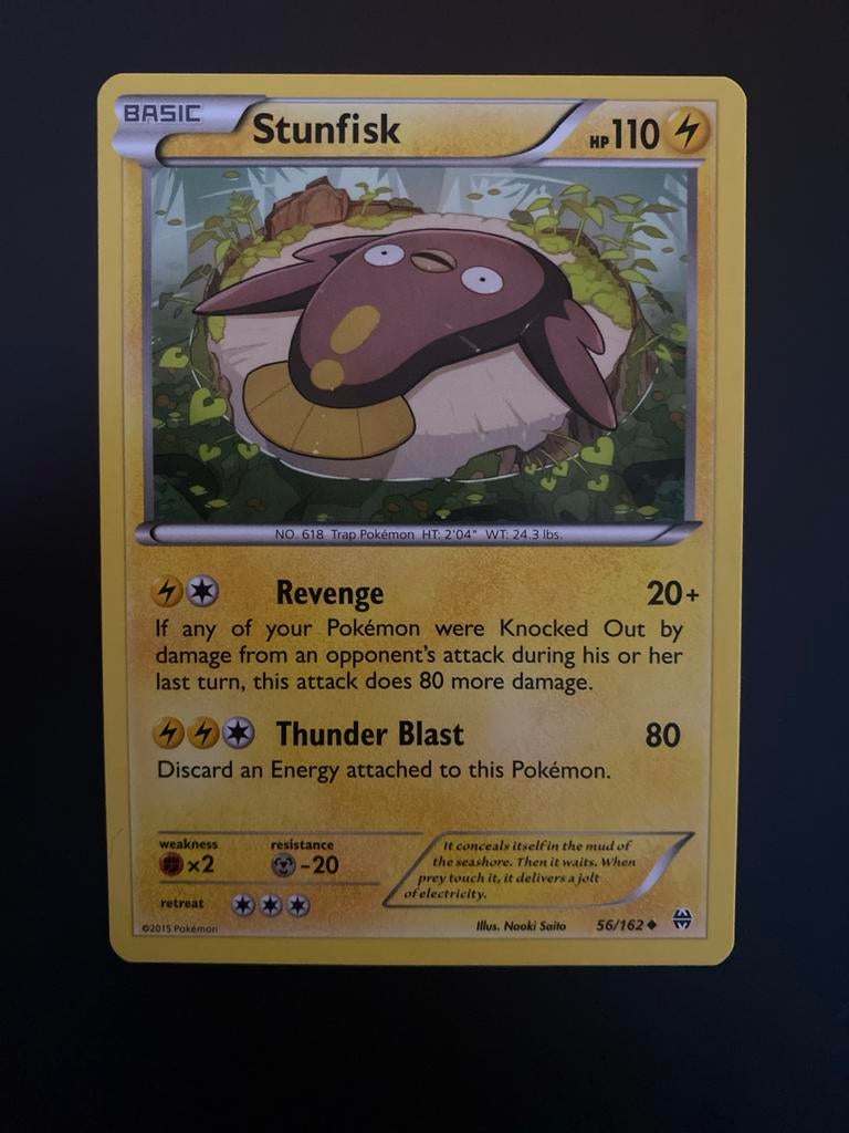 Stunfisk 56/162 Pokémon XY BreakThrough 2015 Packfresh Mint, Ophalen of Verzenden, Zo goed als nieuw, Losse kaart