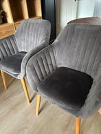 4x eettafelstoelen velvet met houten poten, Huis en Inrichting, Stoelen, Ophalen of Verzenden, Zo goed als nieuw, Vier