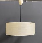 60 jaren ronde grote hang lamp TEAK & wit crème kunststof, Ophalen, Gebruikt, Hout, 50 tot 75 cm