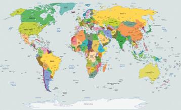 Wereldkaart vliesbehang L, World Map behang *Muurdeco4kids beschikbaar voor biedingen