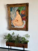 Groot kleurrijk schilderij met prachtige lijst uit 1927, Ophalen of Verzenden