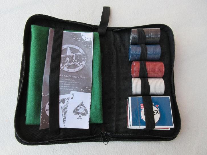 nieuw pokerspel in etui, Hobby en Vrije tijd, Gezelschapsspellen | Kaartspellen, Zo goed als nieuw, Ophalen of Verzenden