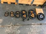 Olympische halter stang met 127,5 kg ziva schijven, Ophalen, Gebruikt, Met stang, Ziva