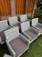 6 tuinstoelen rotan look, armleuning, bois le duc, Ophalen, Zo goed als nieuw, 6 zitplaatsen, Tuinset