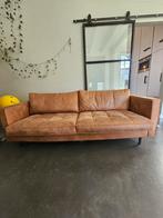 Stoere leren bank - 3 jaar oud, Huis en Inrichting, Banken | Bankstellen, Ophalen, Gebruikt, Driepersoons, Rechte bank