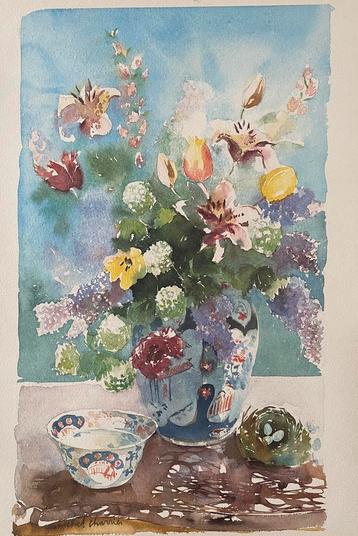 Print Michel Charrier. Bloemstilleven beschikbaar voor biedingen