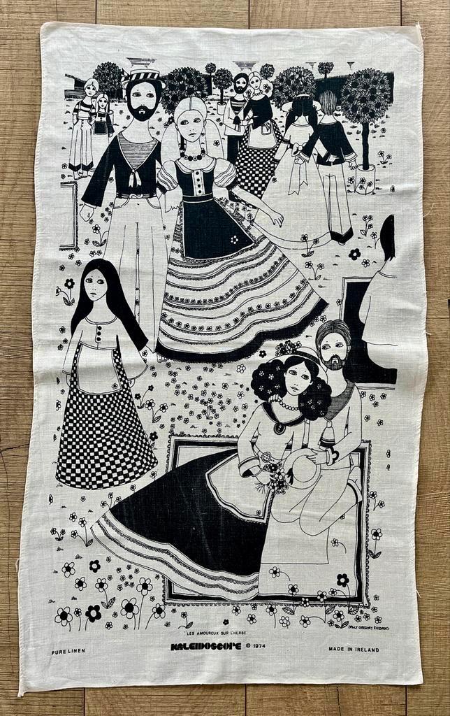 Vintage Theedoek Sally Gregory Hesper Kaleidoscope 1974, Huis en Inrichting, Keuken | Textiel, Zo goed als nieuw, Theedoek of Handdoek