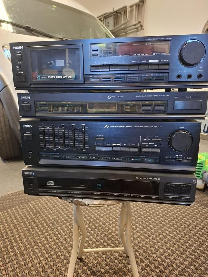 Vintage Philips stereoset compleet eind ‘80, Audio, Tv en Foto, Stereo-sets, Zo goed als nieuw, Cassettedeck, Cd-speler, Tuner of Radio