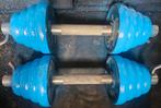 2x 15kg blauwe verstelbare gietijzeren dumbells: tot 30kg, Ophalen, Gebruikt, Benen, Dumbbell
