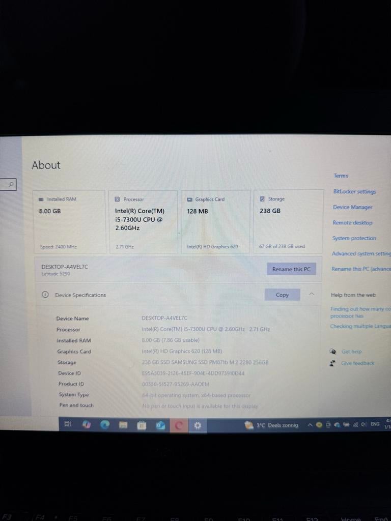 Dell Latitude 5290 met i5-7300U processor, Computers en Software, Windows Laptops, Gebruikt, 14 inch, SSD, 2 tot 3 Ghz, 8 GB, Qwerty