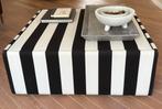 Hocker zwart wit gestreept 100x100x40 cm hoog, Huis en Inrichting, Banken | Voetenbanken en Poefen, Ophalen, Hout, Vierkant, 100 tot 125 cm