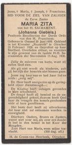zr. Johanna Giebels 1909 Ommel + 1926 Oirschot, 17 jaar oud, Verzamelen, Verzenden, Bidprentje