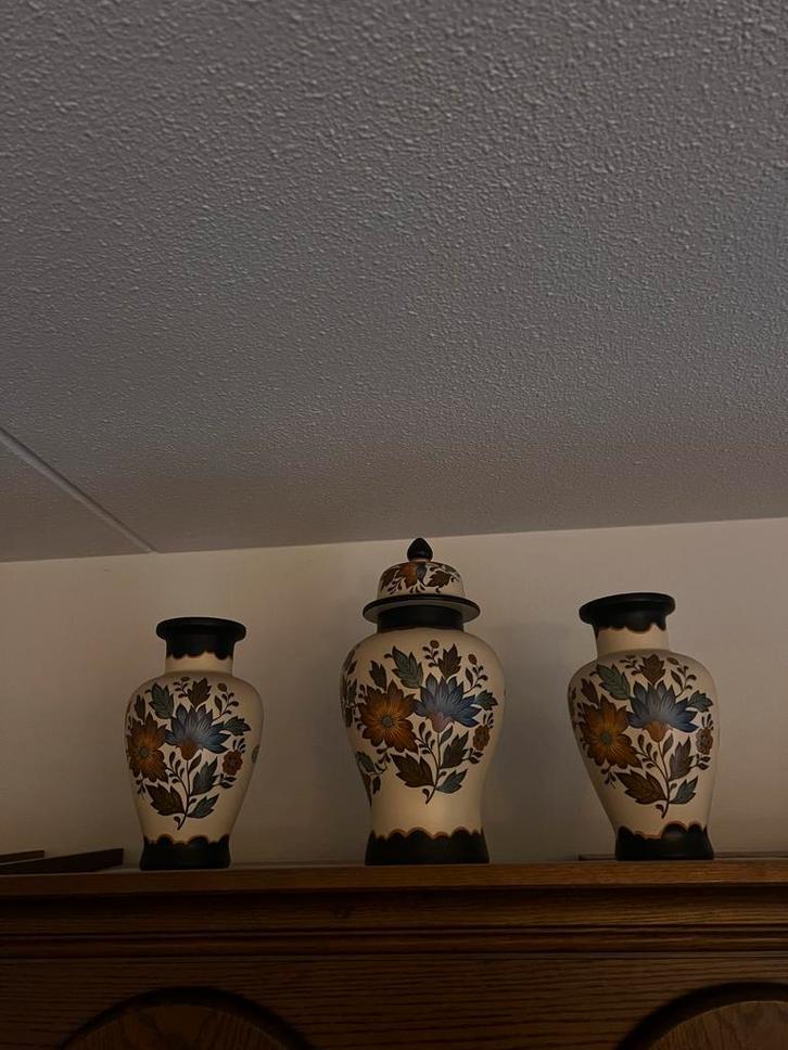 Flora Keramiek Gouda Vazen Set, Huis en Inrichting, Woonaccessoires | Vazen, Zo goed als nieuw, Overige kleuren, Minder dan 50 cm