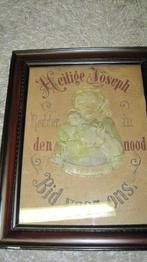 Antieke houten fotolijst met afbeelding Heilige Joseph, Antiek en Kunst, Kunst | Schilderijen | Klassiek, Ophalen of Verzenden