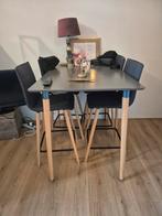 Hoge Tafel met 4 Barstoelen, Huis en Inrichting, Stoelen, Ophalen, Gebruikt, Overige kleuren, Vier