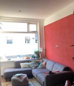 Grijze, leren driezitshoekbank te koop, Huis en Inrichting, Ophalen, 250 tot 300 cm, Gebruikt, Driepersoons