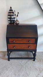 Secretaire zwart bruin eiken modern klassiek goud 2 laden, Huis en Inrichting, Ophalen, Zo goed als nieuw