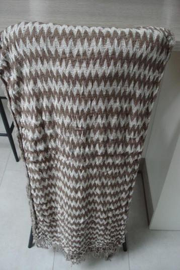 Zgan Lange soepele dames sjaal das bruin wit 220 x 40 cm beschikbaar voor biedingen