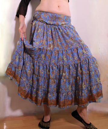 Boho Gipsy bloemetjes strokenrok BLAUW BEIGE voor XS, S, M beschikbaar voor biedingen