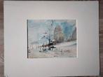 Aquarel winters bosgezicht, Antiek en Kunst, Ophalen