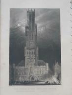 028 / Beurstoren op de Markt Brugge België gravure uit 1835, Antiek en Kunst, Kunst | Etsen en Gravures, Ophalen of Verzenden