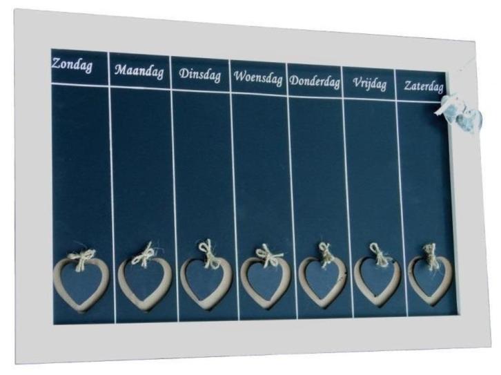 Grote weekplanner met harten, Huis en Inrichting, Woonaccessoires | Memoborden, Nieuw, Magneetbord, Ophalen of Verzenden